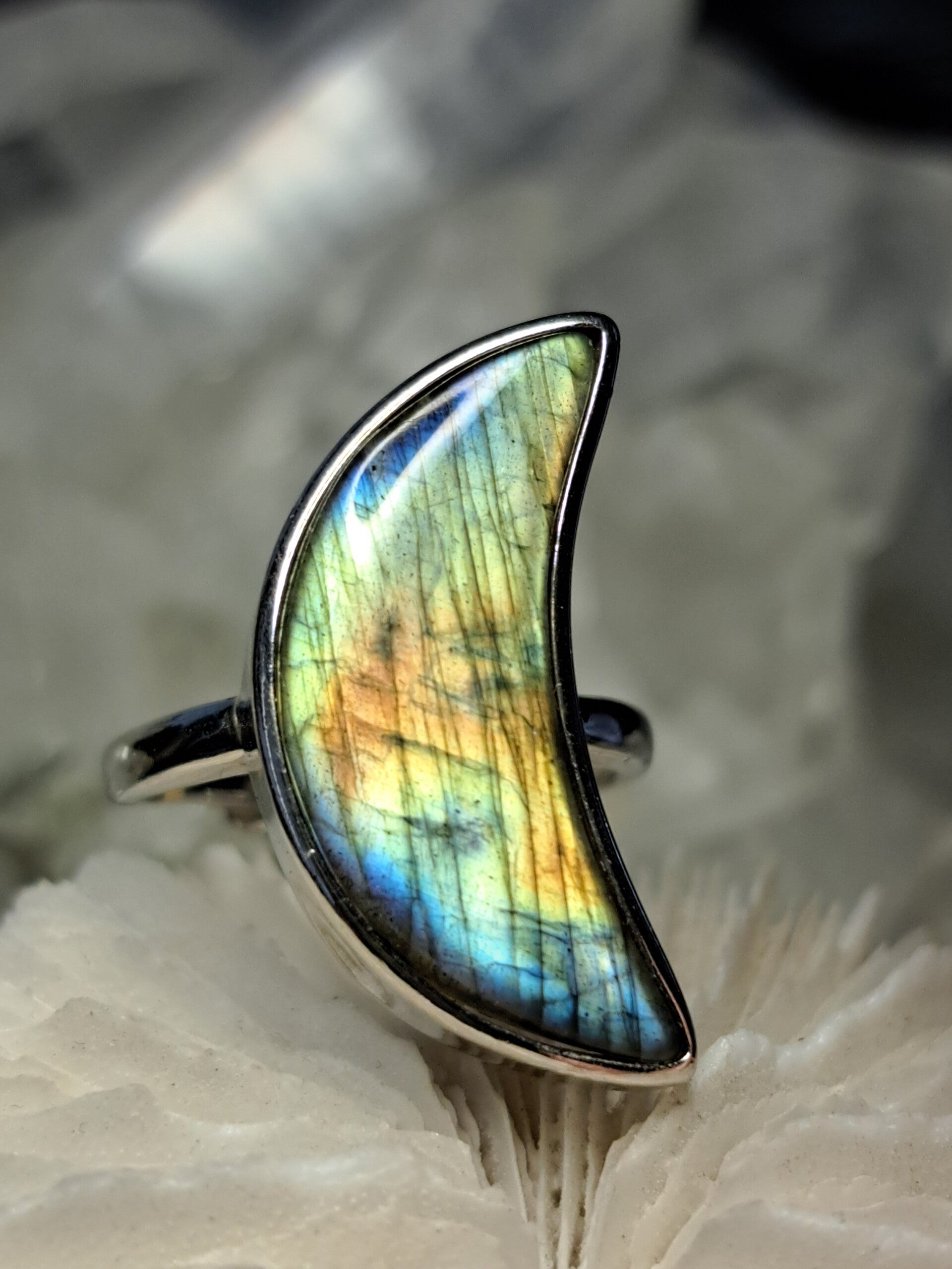 Labradoriet Maan Ring Maat 15,5