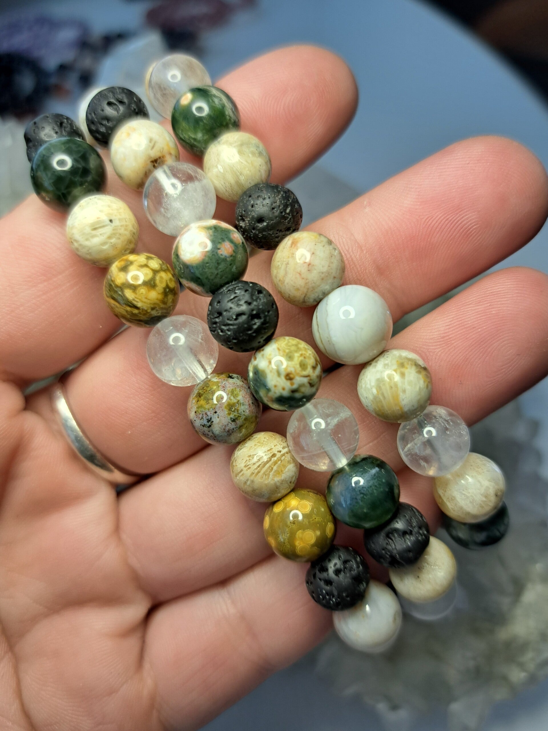 Mix Armband `Aarding` 9mm kraal