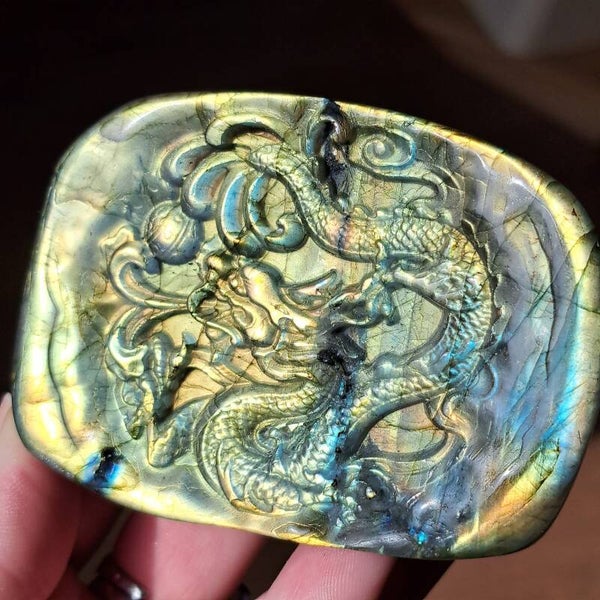 Labradoriet Chinese Draak Sculptuur