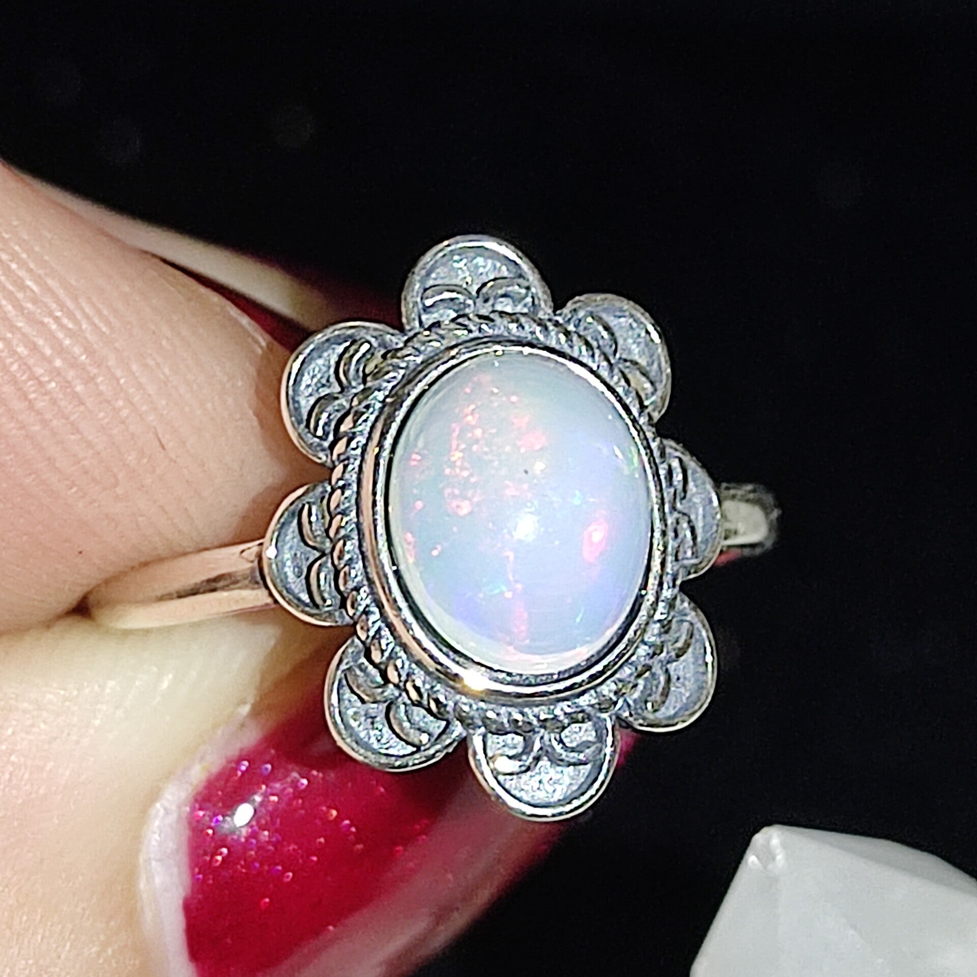 Opaal Ring Zilver (1) maat 18,5