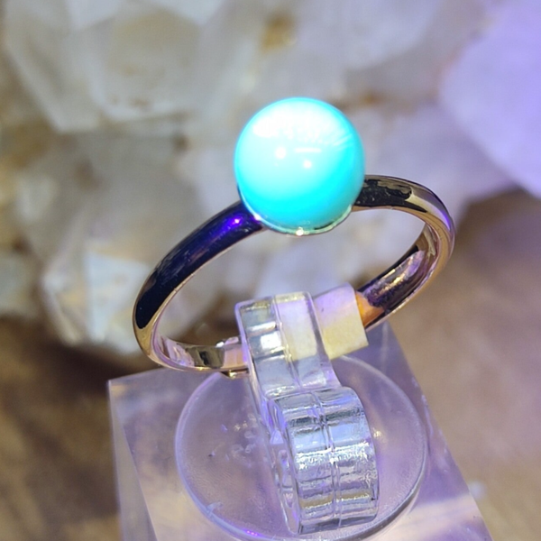 Blauwe Amber Ring Maat 16,5 tot Maat 18