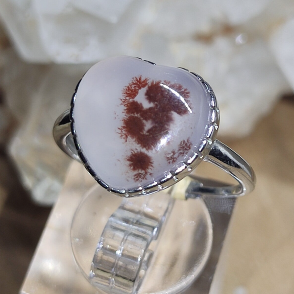 Agaat met Dendriet hart Ring Maat 17,5