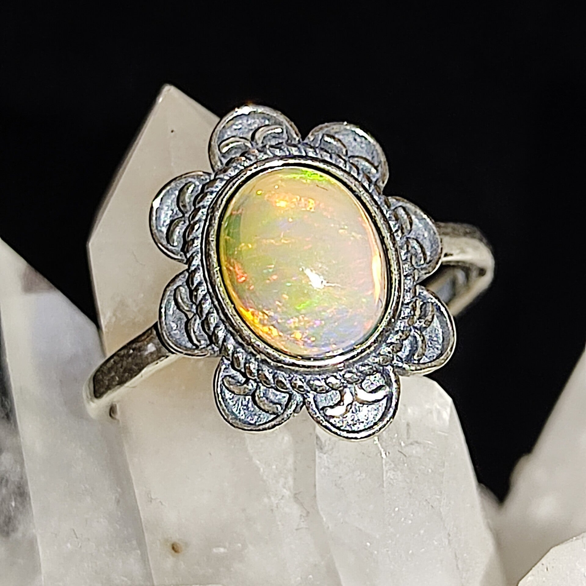 Opaal Ring Zilver (6) maat 18