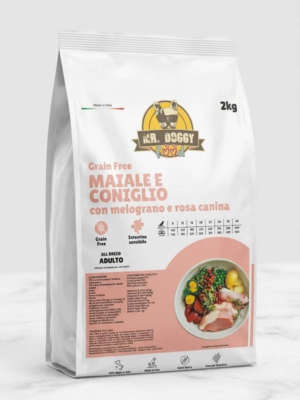 Grain-Free 60+  Maiale e Coniglio Con melograno e rosacanina