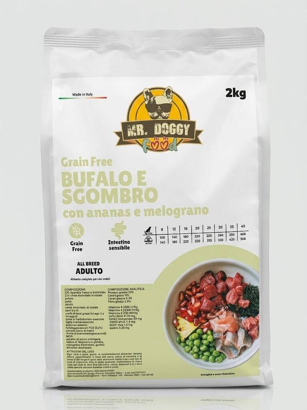 Grain-Free 60+  Bufalo e Sgombro Con ananas e melograno