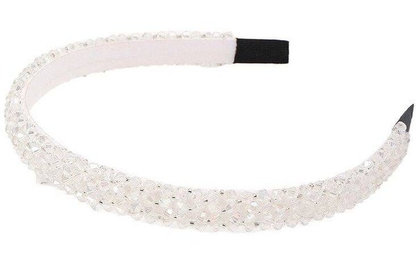 Haarband Facet Glaskralen 1,5cm Wit