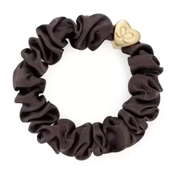 GOUDEN HART ZIJDEN SCRUNCHIE MOKKA