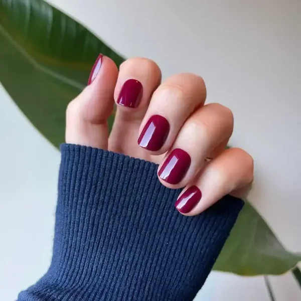 Gelzz Soft Gel Press On Short Burgundy Shine (S27)