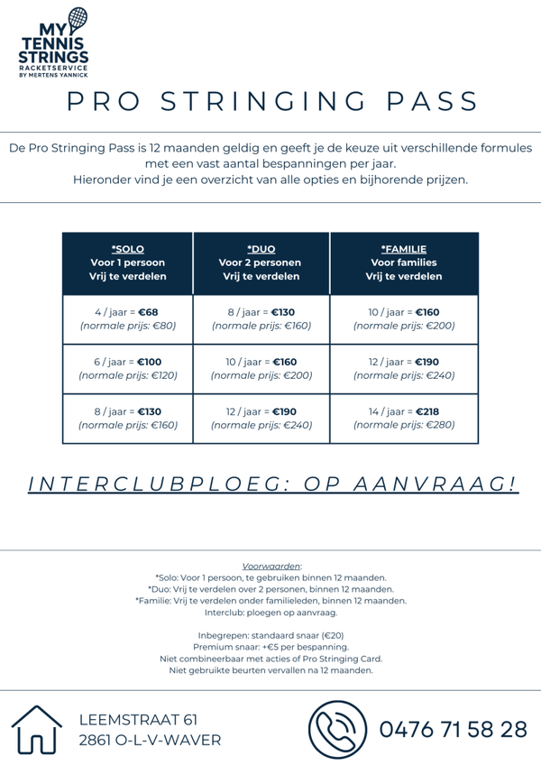 PRO STRINGING PASS INTERCLUB