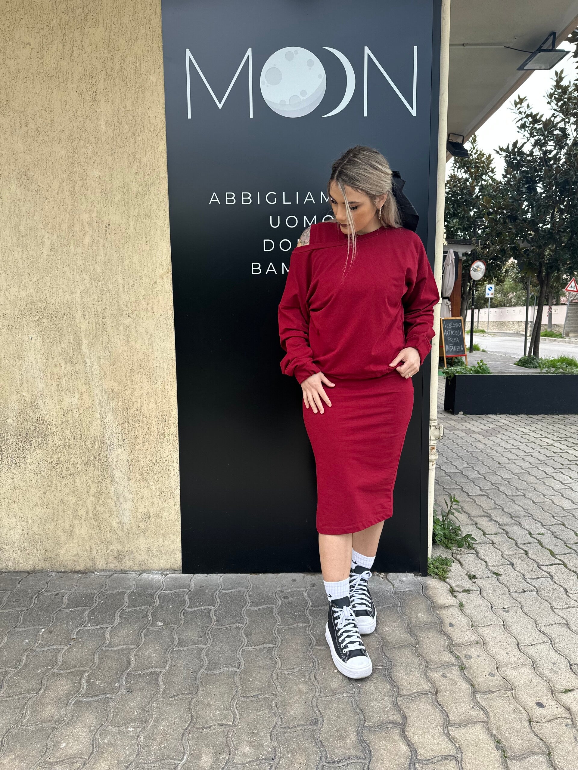 Abito longuette con felpa