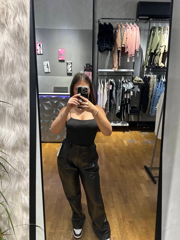 Pantalone ecopelle palazzo