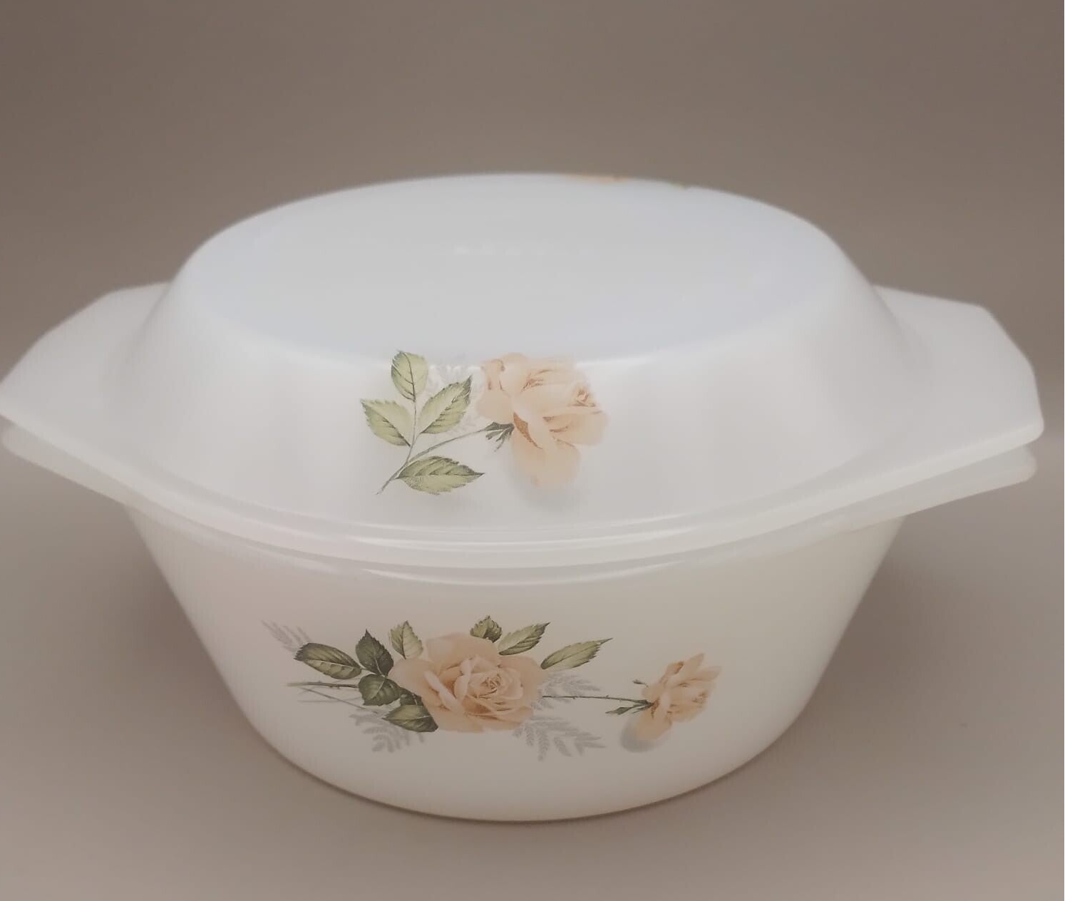 Ovenschaal met deksel Arcopal - witte rozen