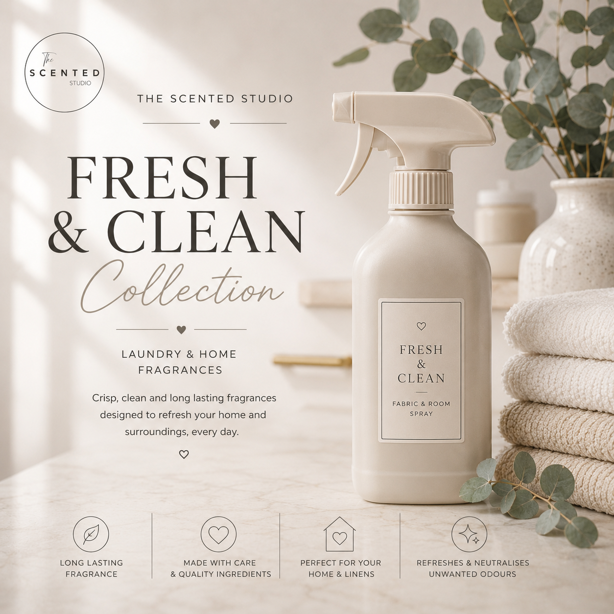 "Fresh and Clean collection image – crisp uplifting home fragrance wax melts – The Scented Studio"