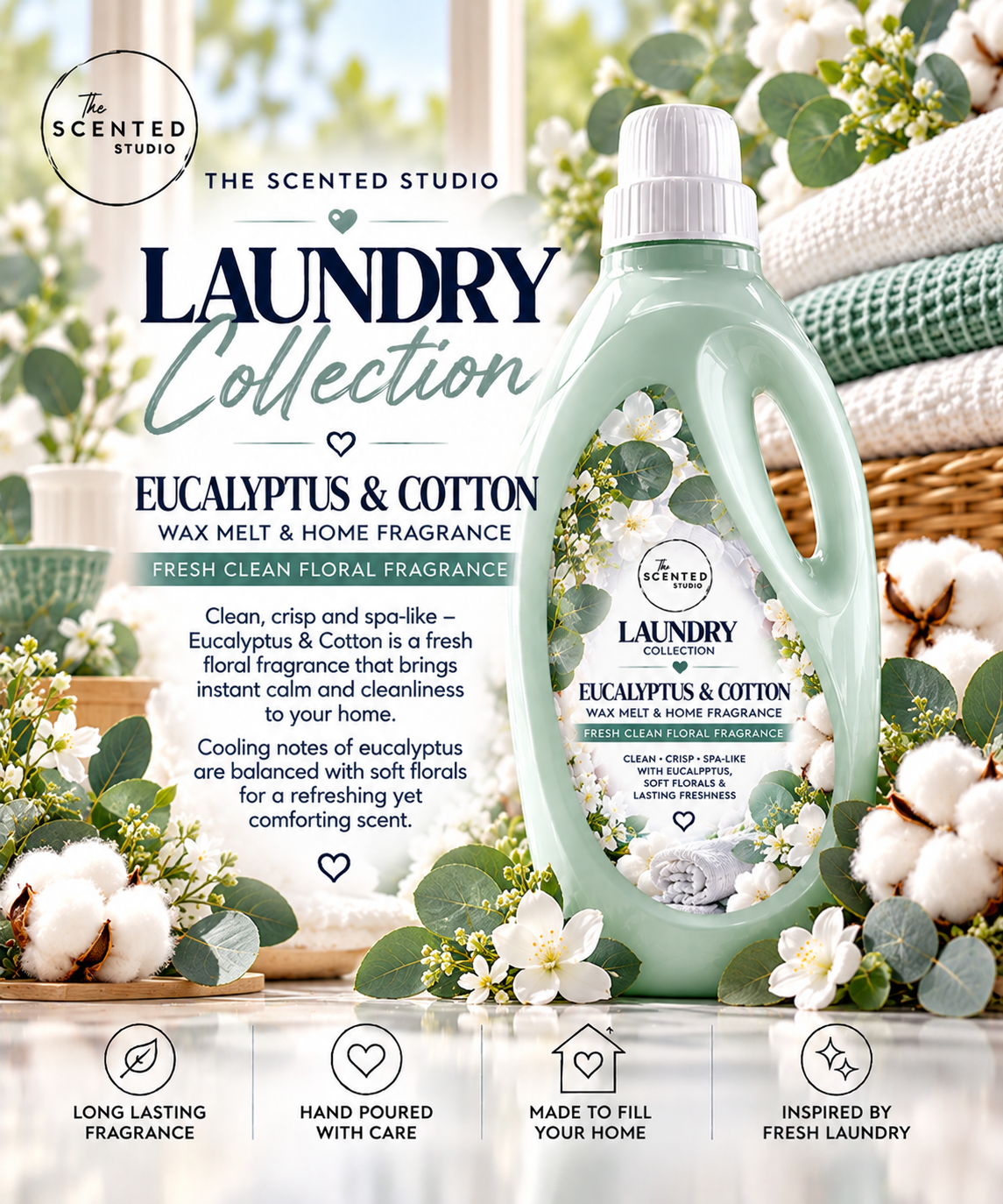 Eucalyptus & Cotton Wax Melt – Fresh Clean Floral Fragrance