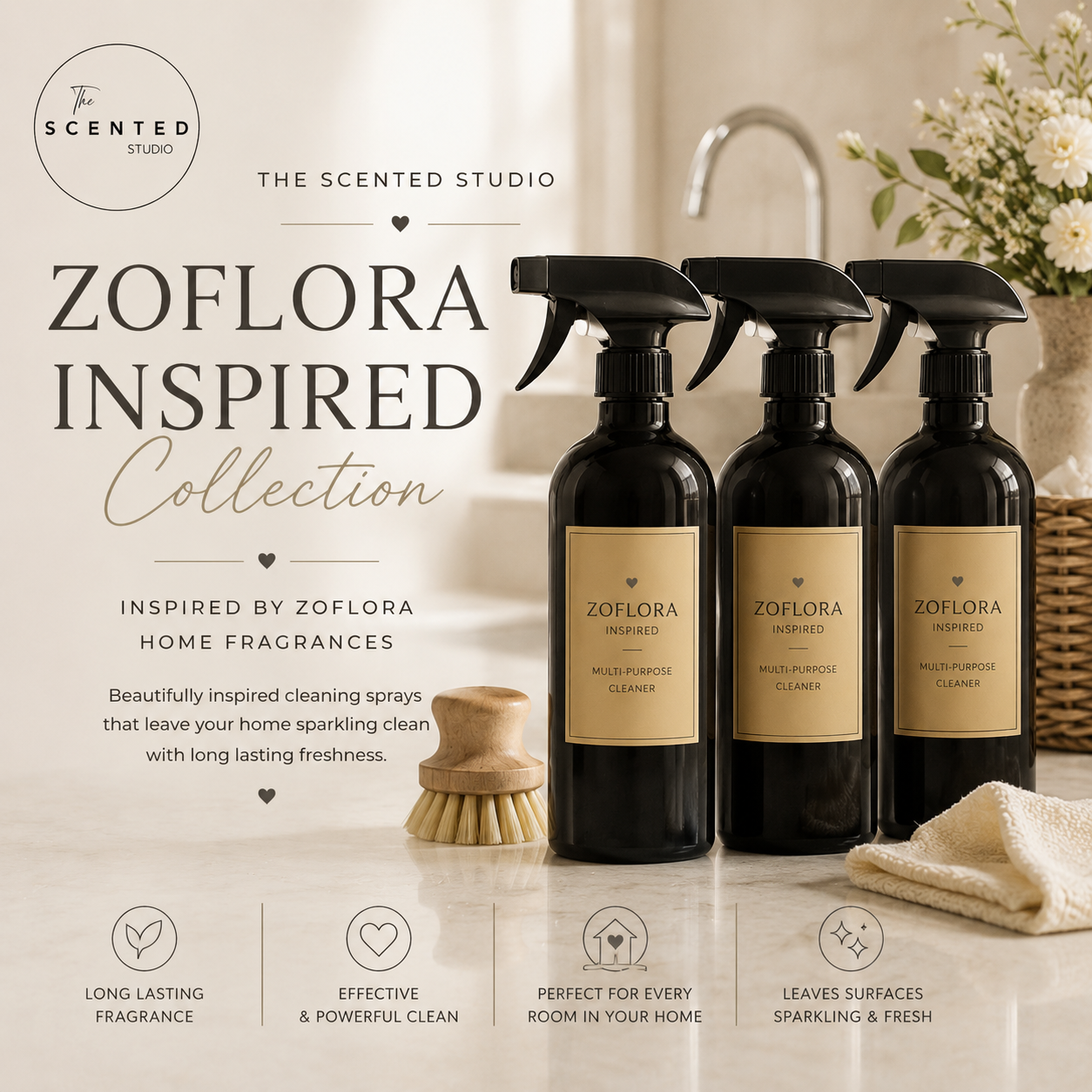 "Zoflora inspired collection image – floral fresh disinfectant-style home fragrance – The Scented Studio"