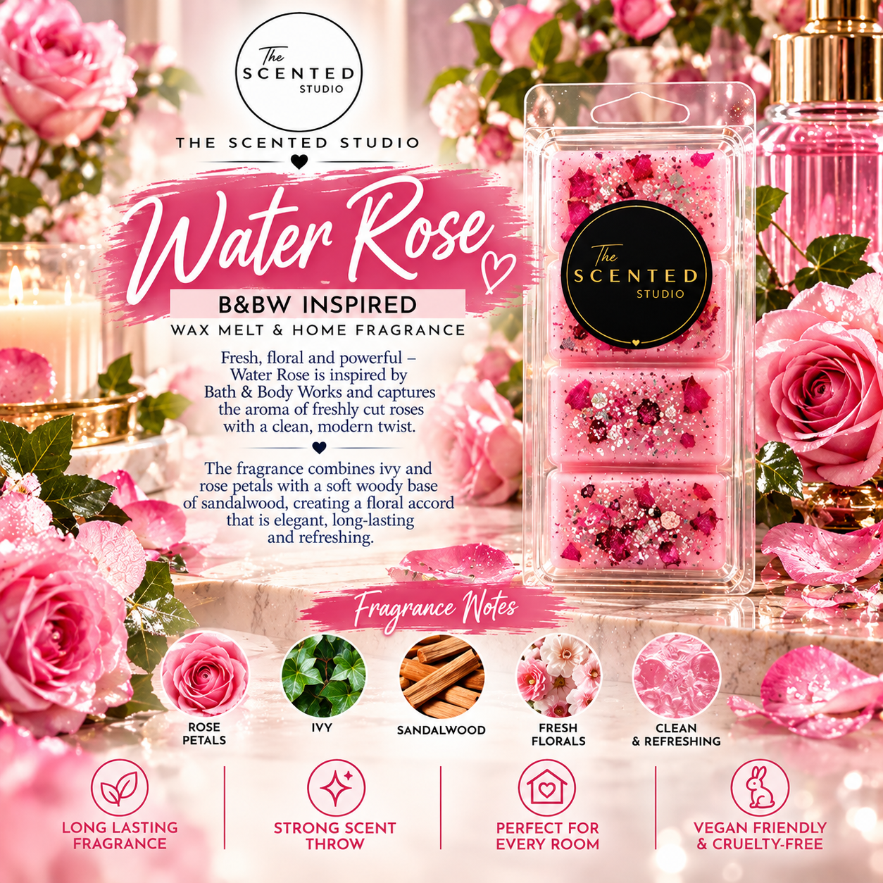 Water Rose Wax Melt – Bath & Body Works Inspired Fragrance