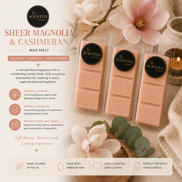 Sheer Magnolia & Cashmeran Wax Melt – Floral & Woody Scent