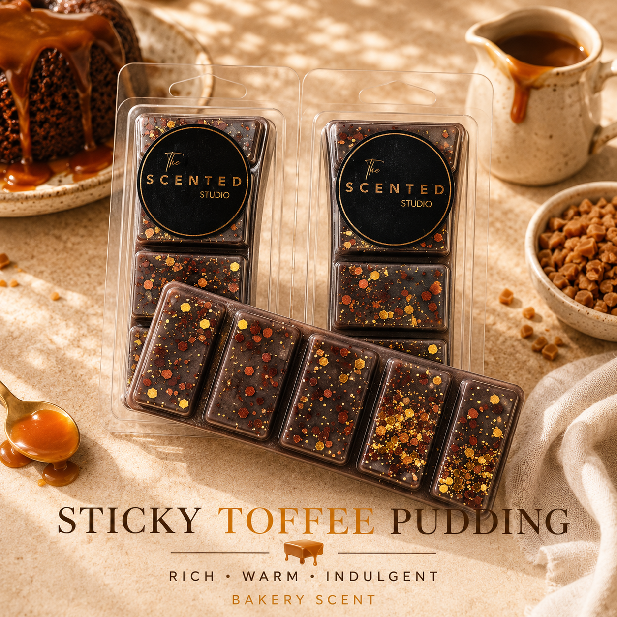 Sticky Toffee Pudding Wax Melt & Home Fragrance – Caramel, Dates & Vanilla Dessert Scent