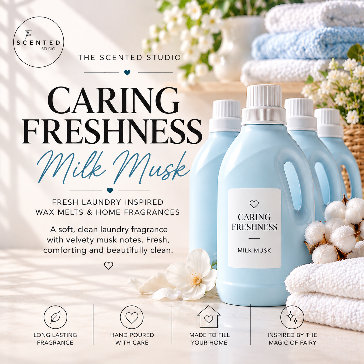 Caring Freshness & Milk Musk Wax Melt – Fairy Inspired Laundry Scent Booster Blend