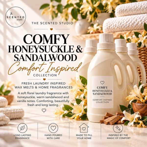 Comfy Honeysuckle & Sandalwood Wax Melt & Home Fragrance – Comfort Inspired Laundry Scent