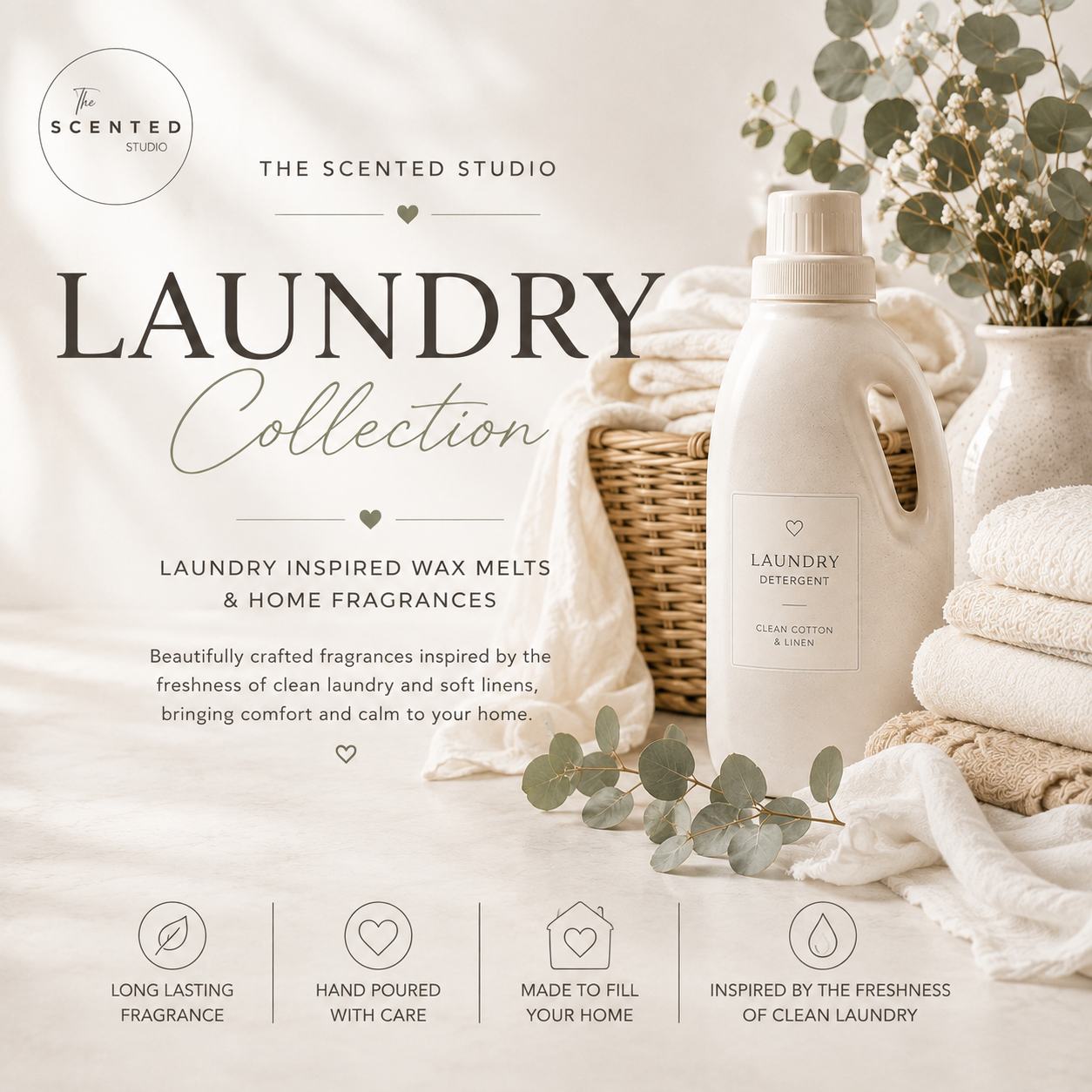Luxury Lenor inspired laundry scent bottle on elegant background