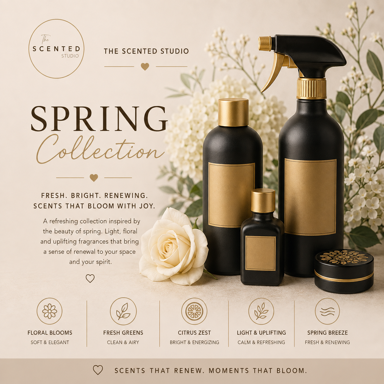 Spring home fragrance collection with fresh floral scents