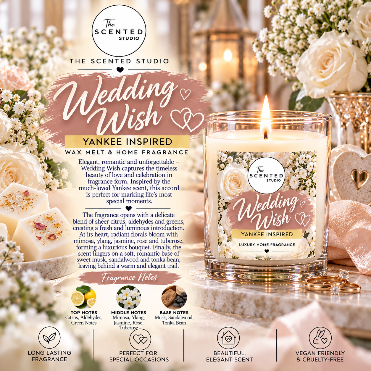 Wedding Wish Wax Melt – Yankee Inspired Romantic Fragrance