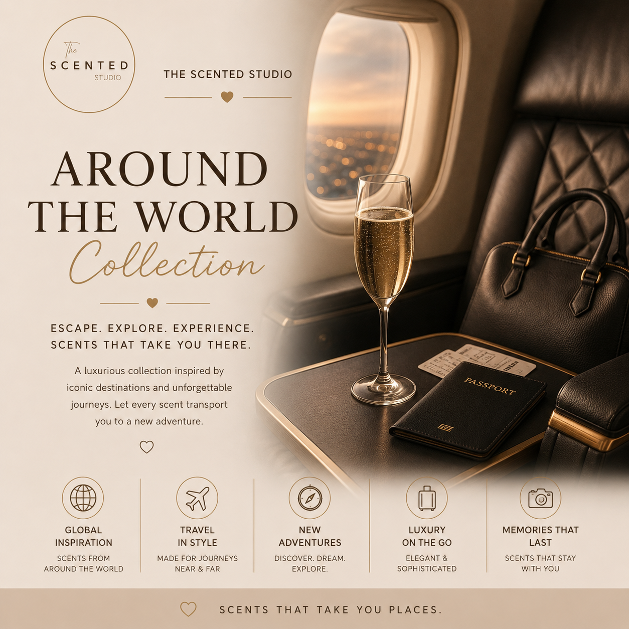 "Around The World collection image – travel inspired home fragrance – The Scented Studio"
