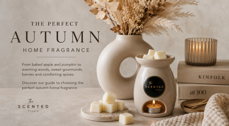Popular autumn fragrance notes including apple, vanilla, amber, woods and warming seasonal scents