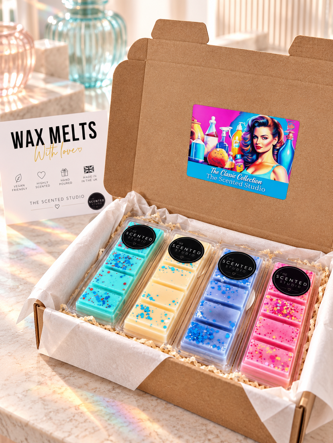 Clean Scented Wax Melt Gift Box – 4 Eco Soy Snap Bars