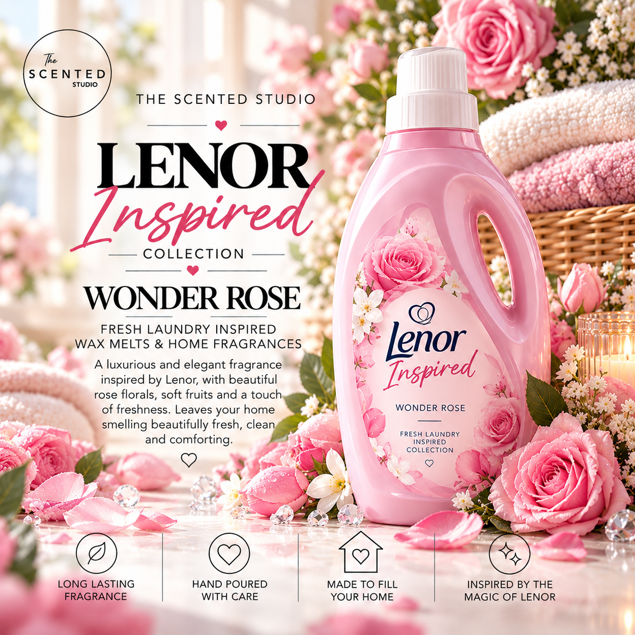 Lenny Wonder Rose Wax Melt & Home Fragrance – Lenor Inspired Fresh Laundry Rose Scent