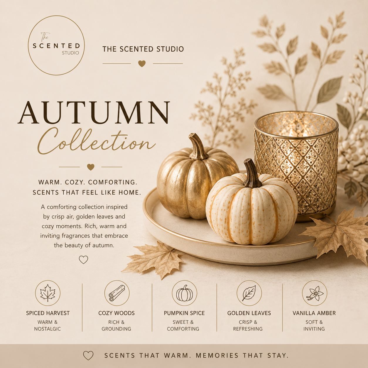 Autumn home fragrance wax melts with warm, cosy notes