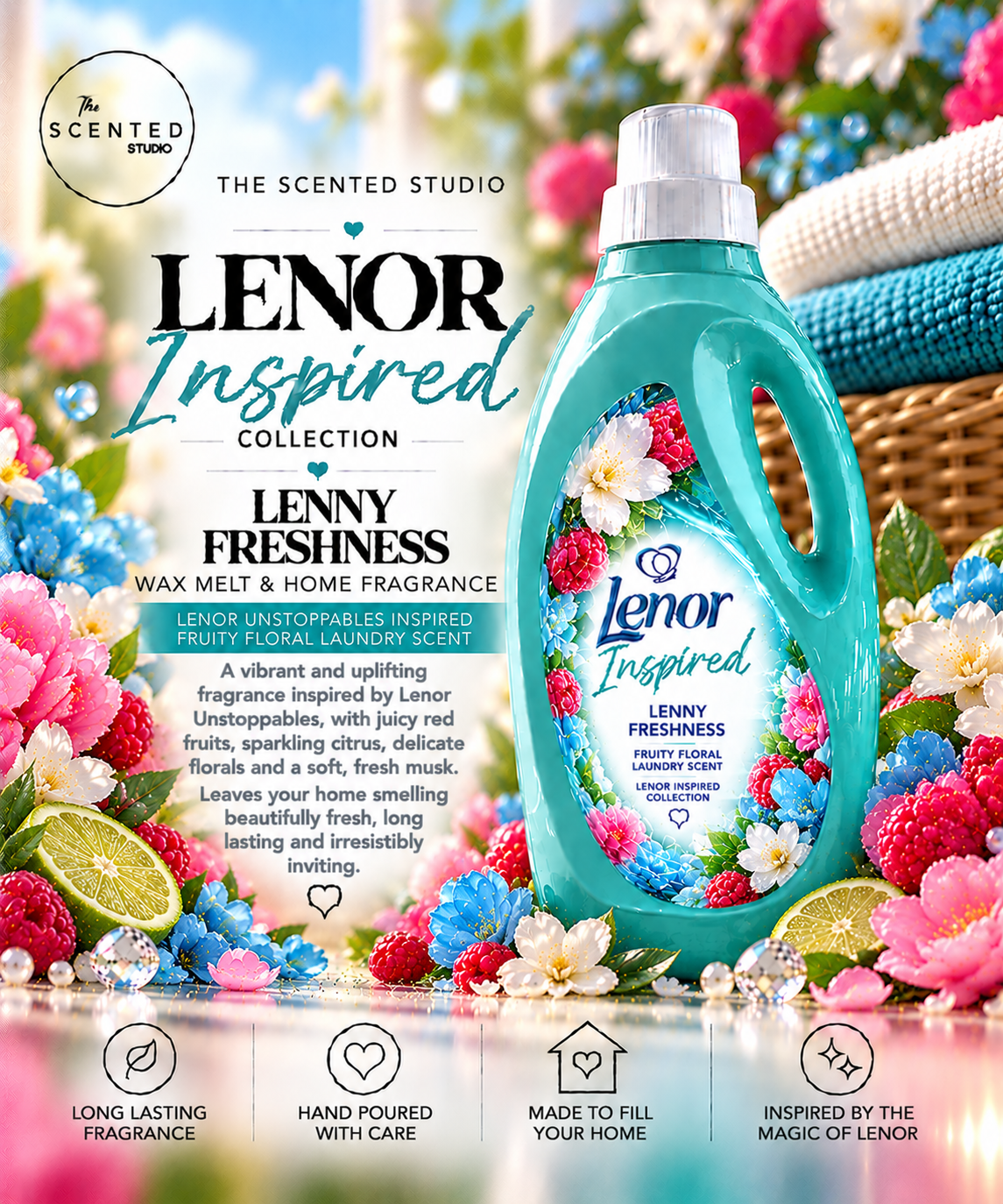 Lenny Freshness Wax Melt & Home Fragrance – Lenor Unstoppables Inspired Fruity Floral Laundry Scent