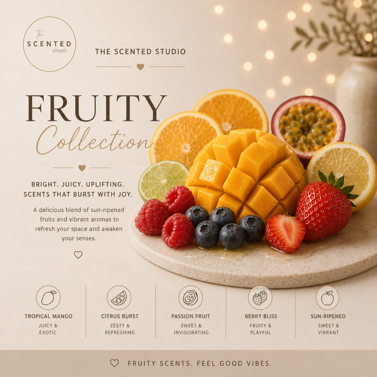 "Fruity Collection image – juicy fruit-scented wax melts and home fragrance – The Scented Studio"