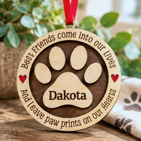 Personalized Paw Print Keepsake Ornament