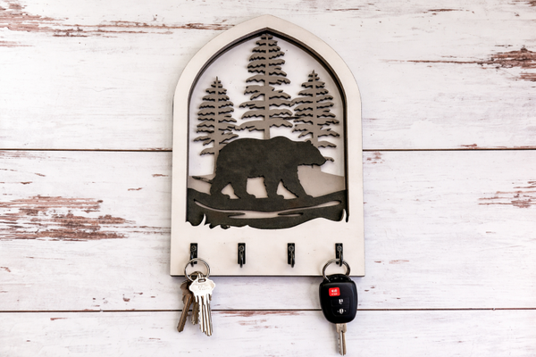 Bear Arched Key Plaque