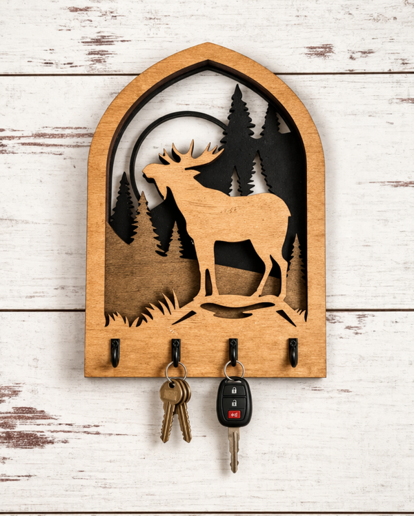 Moose Arched Key Plaque