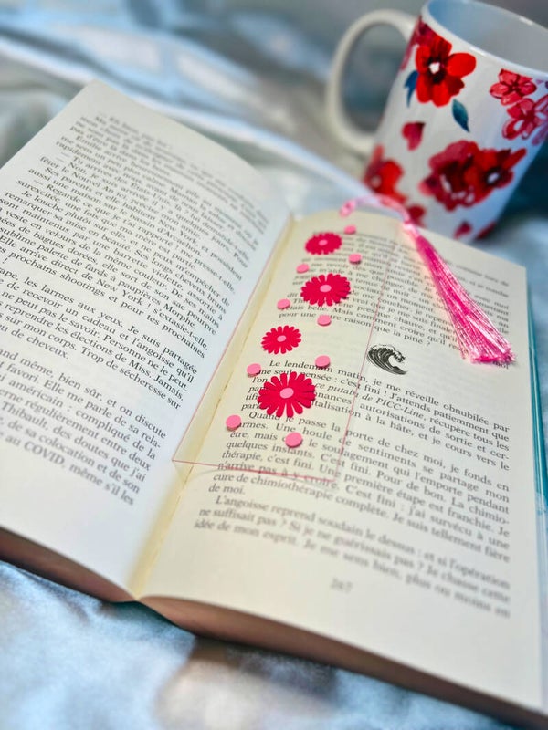 Marque-page "Rose en pages"