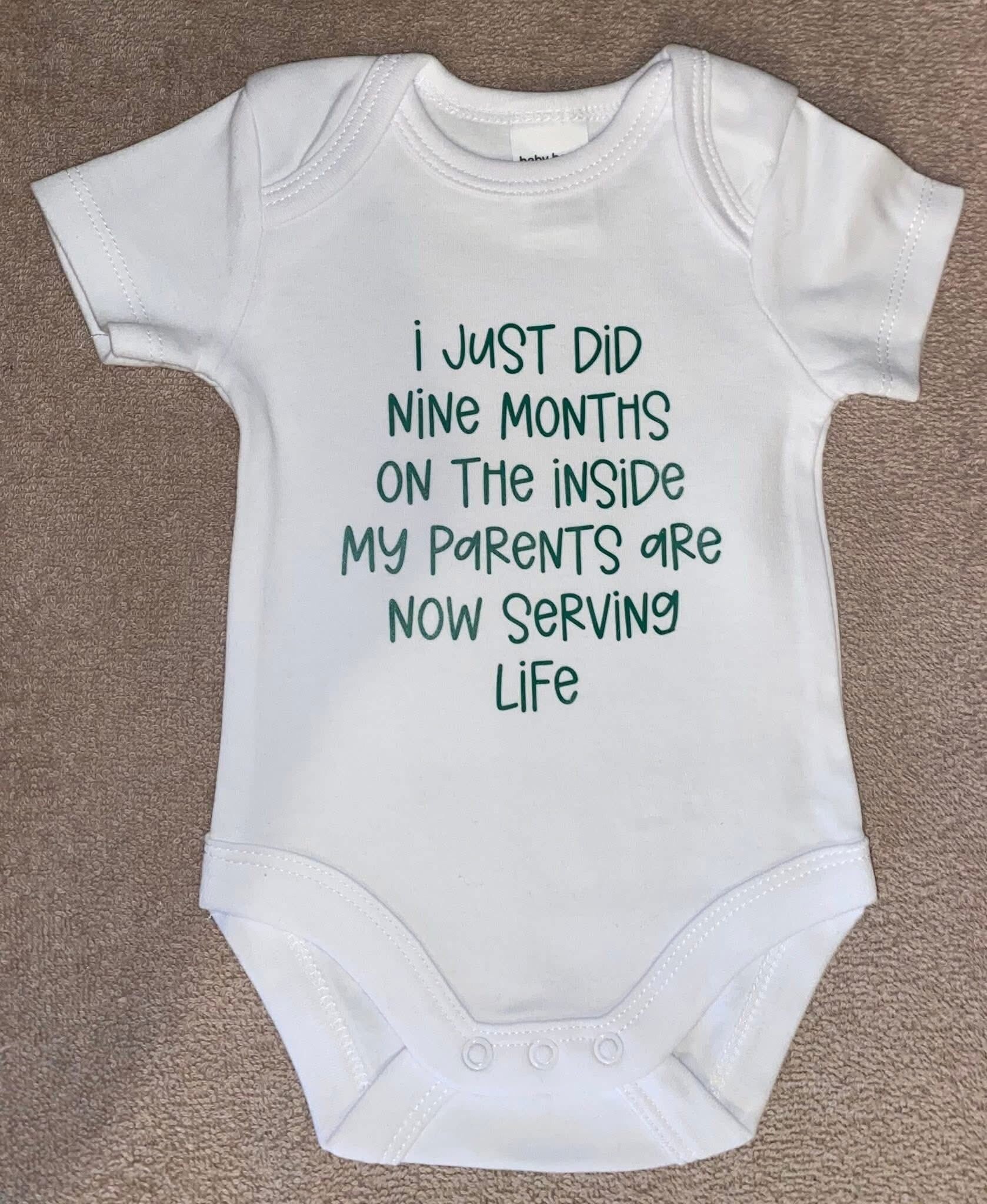 Nine Months On The Inside Baby Short Sleeve Bodysuit