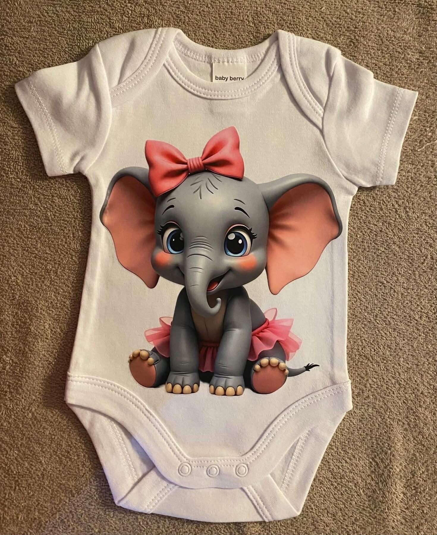 Elephant Baby Short Sleeve Bodysuit