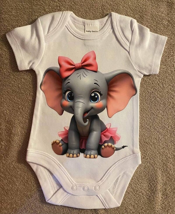 Elephant Baby Short Sleeve Bodysuit