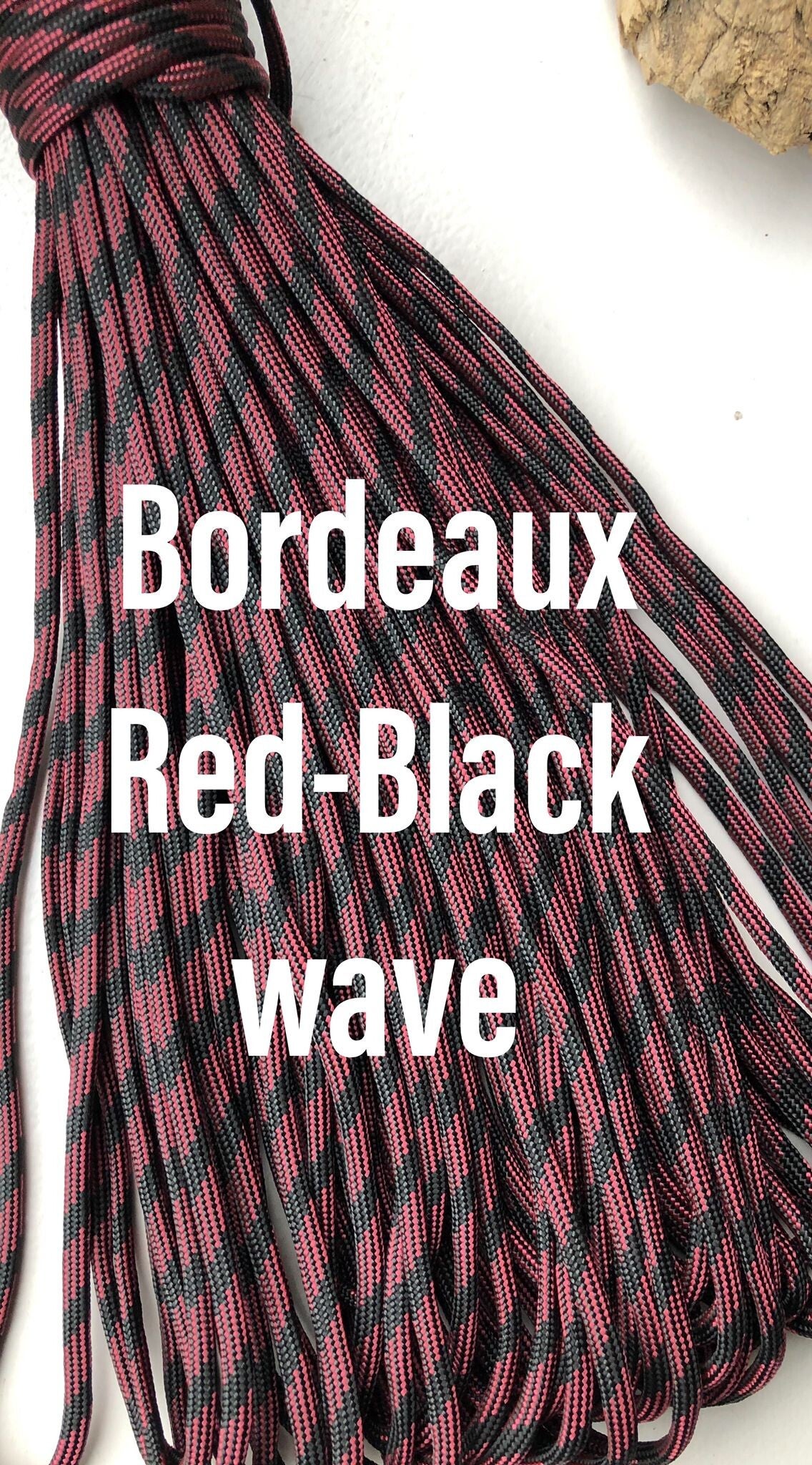 Paracord 4 mm Bordeaux Rood - Zwart Wave