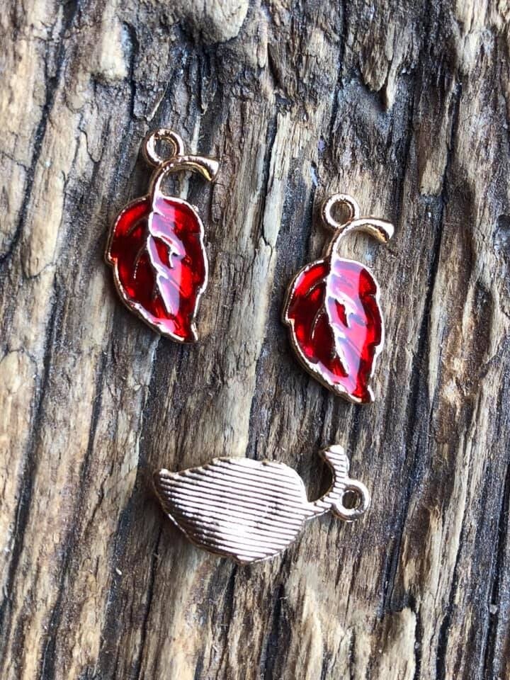 Bedel Gekleurd Herfst Blaadje Blad Rood