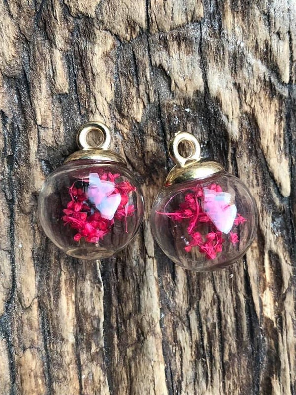 Bedel Gekleurd Glazen bol Droogbloemen Roze