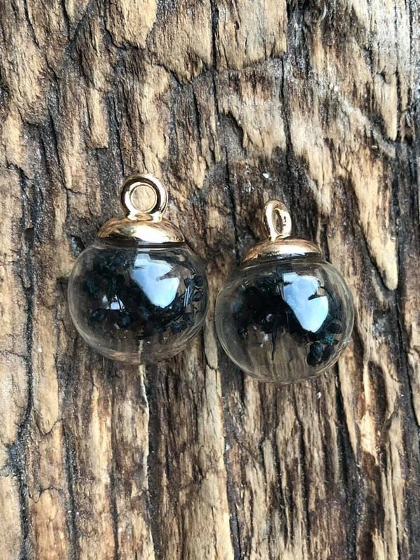 Bedel Gekleurd Glazen Bol Droogbloemen Zwart