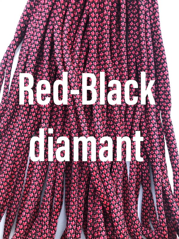 Paracord 4 mm Rood - Zwart Diamant