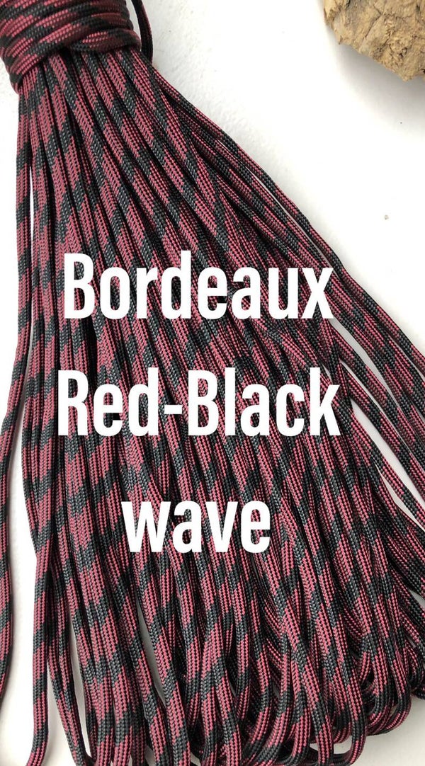 Paracord 4 mm Bordeaux Rood - Zwart Wave