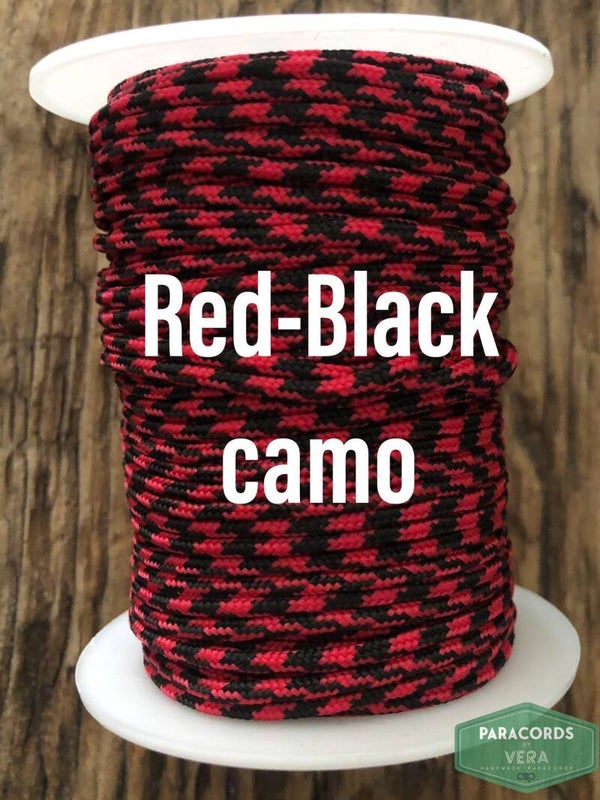 Paracord 2 mm Rood - Zwart Camo