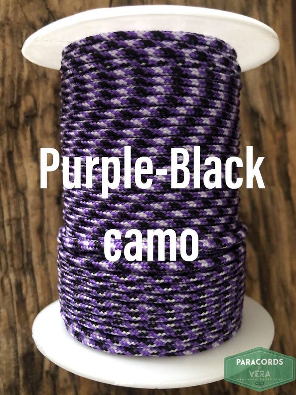 Paracord 2 mm Paars - Zwart Camo