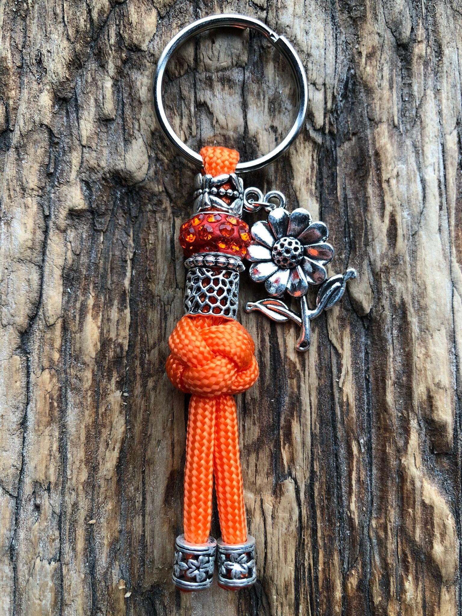 Paracord Sleutelhanger Bloem Oranje